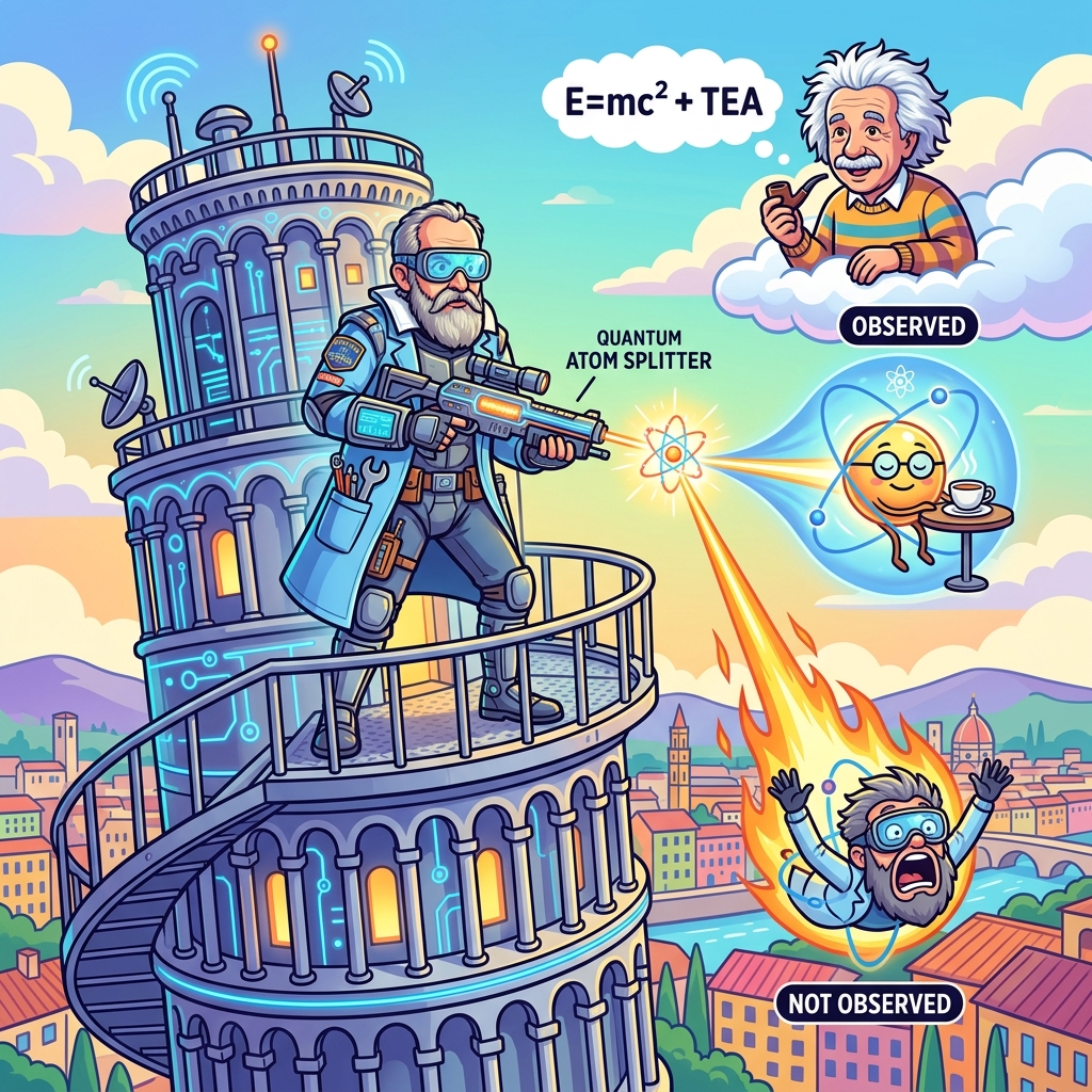 The Quantum Pisa Drop: Physicists Split an Atom and Dropped Half to Test Einstein's Ghost