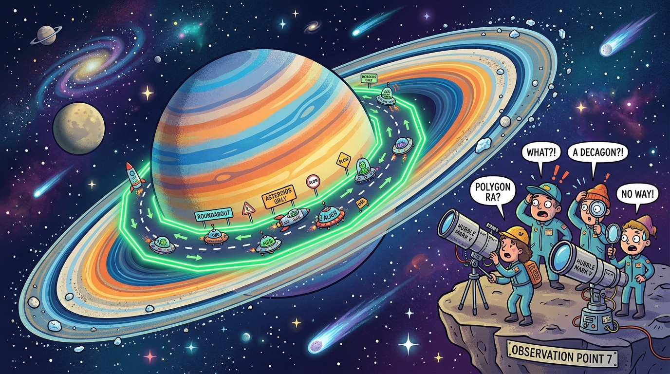 Saturn fand sein Sechseck zu langweilig – jetzt rotiert am Südpol ein Zehneck